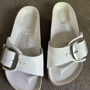 Birkenstock Madrid big buckle White leather Sandals size 36